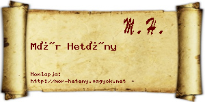 Mór Hetény névjegykártya